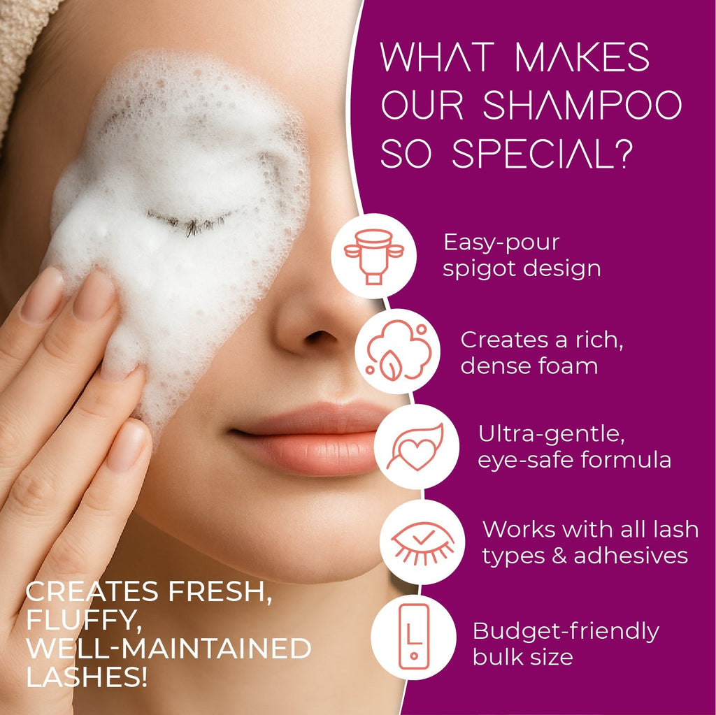 SecretsID bulk lash shampoo for eyelash extensions, salon-grade cleanser used by lash technicians